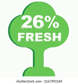 26% Vector Illustration of Fresh food everyday graphic label or sticker on white background, vector design illustration. Suitable for product label