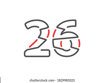 26 vector number. Modern trendy, creative style line design. For logo, brand label, design elements, corporate identity, application etc. İsolated vector illustration          