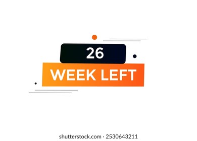 26 semana izquierda, icono, stile, temporizador, cuenta regresiva, reloj, tiempo, fondo, Plantilla, 26 semana izquierda cuenta regresiva, pegatina, Anuncio izquierdo, negocio, venta, Botón de la etiqueta
