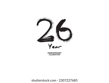 26 year anniversary celebration logotype on white background for poster, banner, flyer, invitations or greeting card, 26 number logo design, 26th Birthday invitation, anniversary vector template