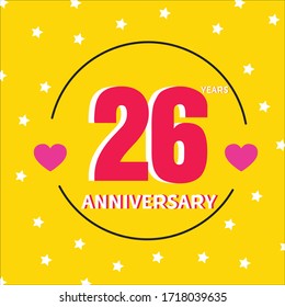 26 year anniversary celebration, vector design for celebrations, invitation cards and greeting cards