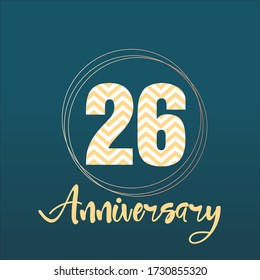 26 años de celebración, diseño vectorial para celebraciones, tarjetas de invitación y tarjetas de felicitación