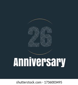 26 year anniversary celebration, vector design for celebrations, invitation cards and greeting cards