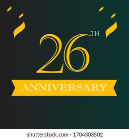 26 year anniversary logo template, 26 year anniversary icon label, 26 year anniversary party symbol