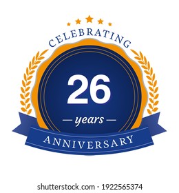 26 Year Anniversary Logo Vector Template Design Illustration