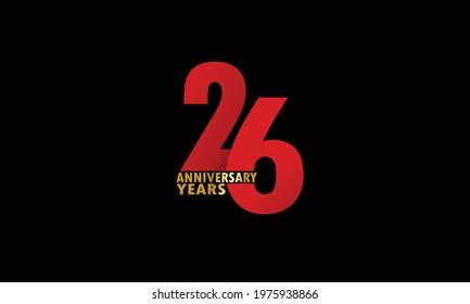 26 year anniversary red color, minimalist logo years, jubilee, greeting card. invitation on Grey background - Vector