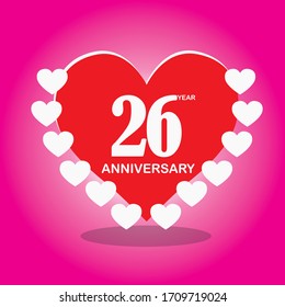 26 year anniversary, vector design with love for celebrations, invitation cards and greeting cards