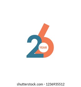 26 Year Anniversary Vector Template Design Illustration