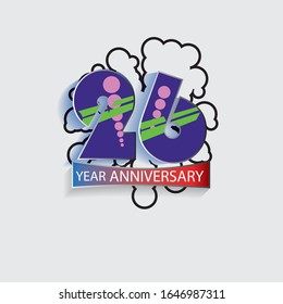 26 Year Anniversary Vector Template Design Illustration