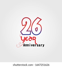 26 Year Anniversary Vector Template Design Illustration