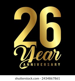 26 Year Anniversary wedding wish lettering text vector illustration.