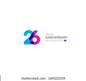 26 years anniversary or birthday celebration design template Vector.