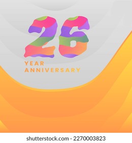 26 Years Anniversary Celebration. Abstract numbers with colorful templates. eps 10.