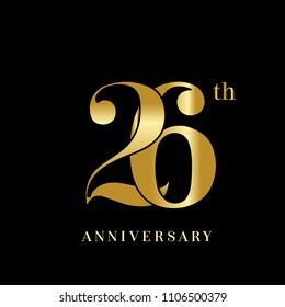 26 years anniversary celebration logotype  overlapping style with golden color. vector illustration isolated on dark background