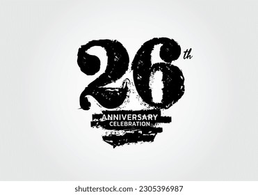 26 years anniversary celebration logotype black vector, 26th birthday logo, 26 number design, anniversary year banner, anniversary design elements for invitation card and poster. number design vector