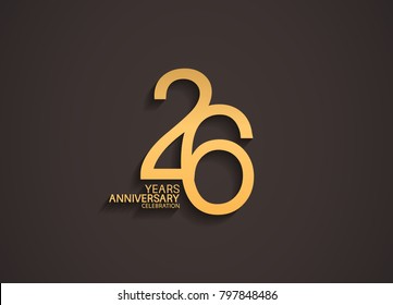 26 years anniversary celebration logotype with elegant gold color for celebration