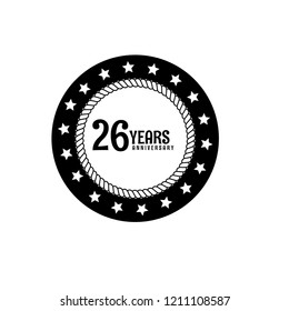 26 years anniversary celebration simple emblem, label, badge, logo. vintage logo, 26year sign, jubilee, greeting card
