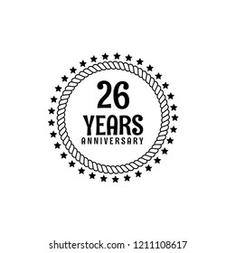 26 years anniversary celebration simple emblem, label, badge, logo. vintage logo, 26year sign, jubilee, greeting card