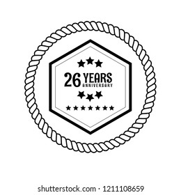 26 years anniversary celebration simple emblem, label, badge, logo. vintage logo, 26year sign, jubilee, greeting card