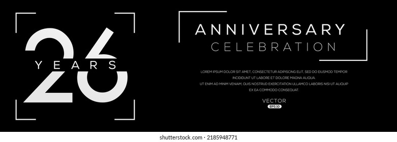 26 years anniversary celebration template, Vector illustration.