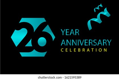 26 Years Anniversary Celebration Vector Template Design Illustration