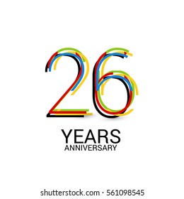 26 Years Anniversary Colorful Logo Celebration Isolated on White Background