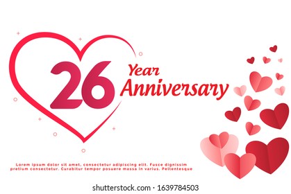 26 Years Anniversary Logo Celebration With Love for celebration event, birthday, wedding, greeting card, and invitation