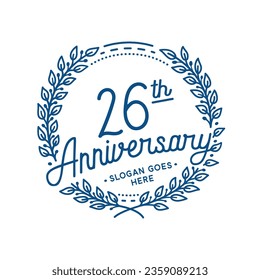 26 years anniversary logo collection. 26th years anniversary celebration hand drawn logotype. Vector and illustration