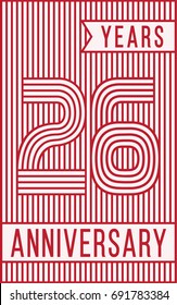 26 years anniversary logo. Vector and illustration. Line art anniversary design template.