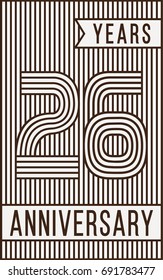 26 years anniversary logo. Vector and illustration. Line art anniversary design template.