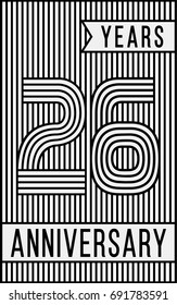 26 years anniversary logo. Vector and illustration. Line art anniversary design template.