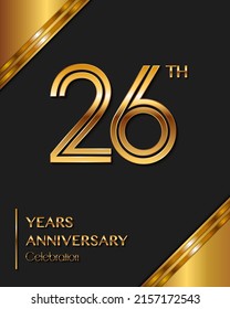 26 Years Anniversary logotype. Anniversary celebration template design for booklet, leaflet, magazine, brochure poster, banner, web, invitation or greeting card. Vector illustrations.