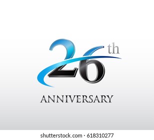 26 years anniversary Template logo with swoosh