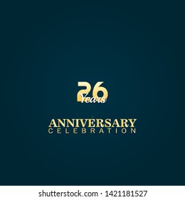 26 years birthday celebration logo. golden 26th anniversary logo.designed for celebration card, greeting card and invitation card. 