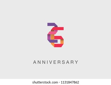 26 Years colorful Anniversary design with overlapping font number, isolated on white background