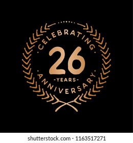 26 years design template. 26th vector and illustration.