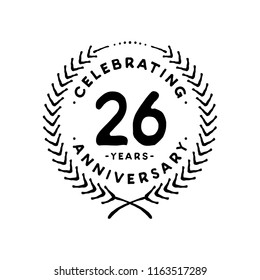 26 years design template. 26th vector and illustration.