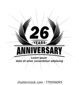 26 years design template. Anniversary vector and illustration template.