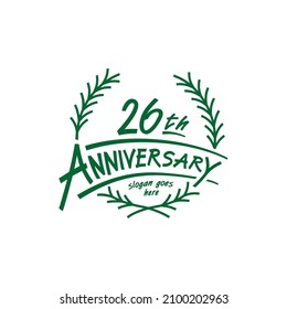 plantilla de diseño de 26 años. Vector e ilustración. Logo de los 26 años.