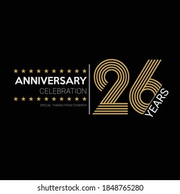 26 years old celebrating logo. happy anniversary 26th. Greetings celebrates.