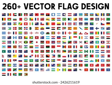 260+ Country Flags Icon Set, Vector Flag Design, Country Flag Design