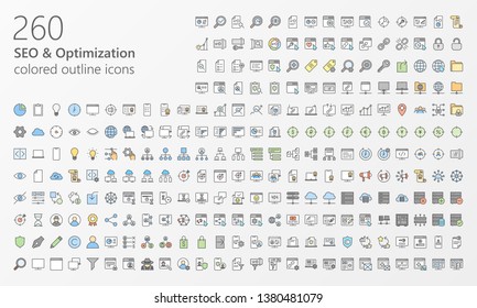 260 SEO vector icons. Was created with grids for pixel perfect.