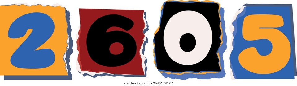2605 Retro torn paper number Design art