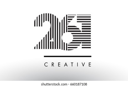 261 Black and White Number Logo Design with Vertical and Horizontal Lines.