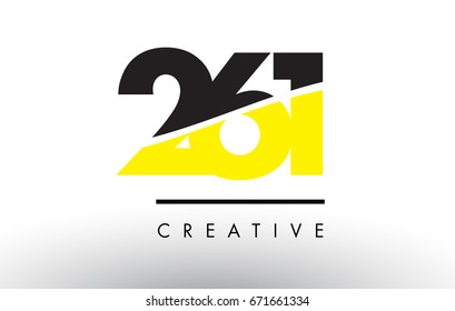 261 Black and Yellow Number Logo Design cut in half.