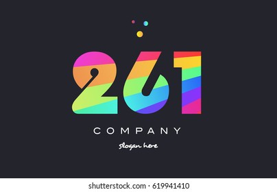 261 creative color green orange blue magenta pink number digit company logo vector icon spectrum