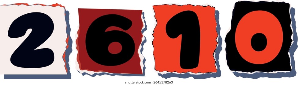 2610 Retro torn paper number Design art