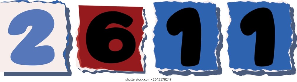 2611 Retro torn paper number Design art