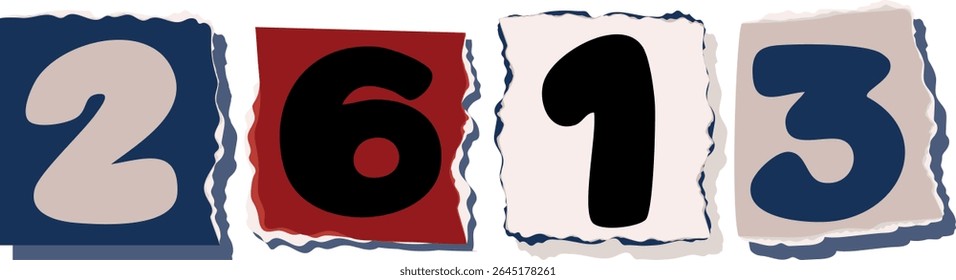 2613 Retro torn paper number Design art