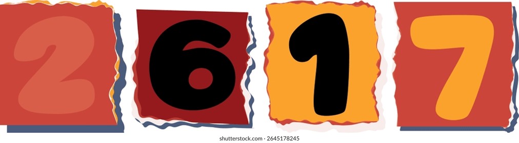 2617 Número de papel rasgado retro Design art